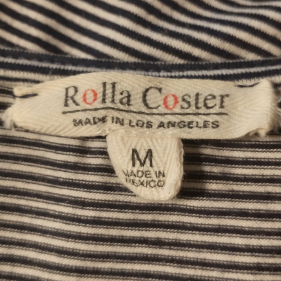 WOMEN'S Navy & White Striped ROLLER COASTER V-Neck Dress MEDIUM - Picture 5 of 6